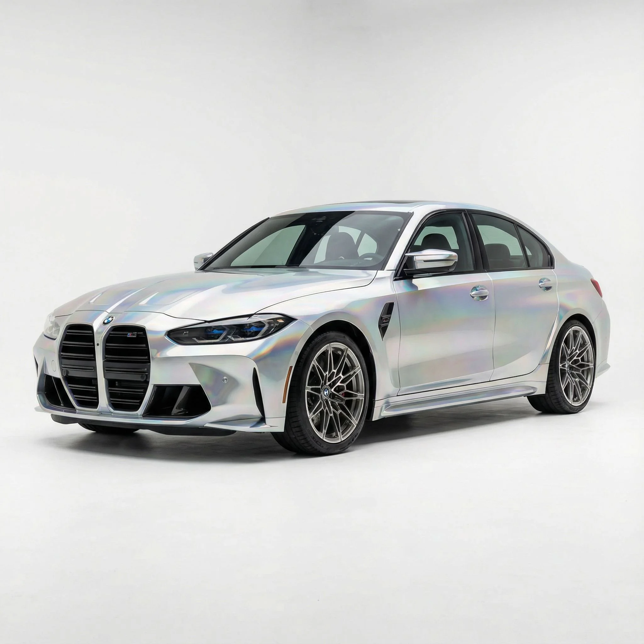 BMW M3 wrapped in holographic vinyl wrap - preview holographic car wrap color